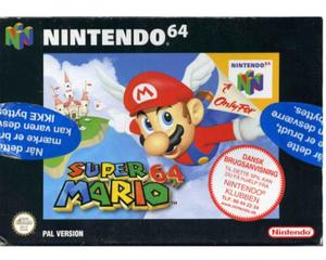 Super Mario 64 m. kasse (slidt) og manual (N64)
