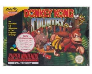Donkey Kong Country (scn) m. kasse (slidt) og manual (SNES)