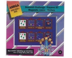 Downhill Challenge - Pacman 87 - Megalatic Llams - Welltrix (euro power pack) m. kasse og manual (Amiga)
