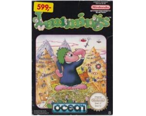 Lemmings (scn) m. kasse (mærke) og manual (NES)