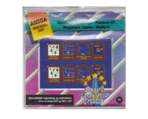 Downhill Challenge / Pacman 87 / Megalatic / Welltrix (euro power pack) m. kasse og manual (Amiga)