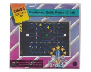 Mouthman / Quick Money / Croak (euro power pack) m. kasse og manual (Amiga)
