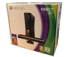 Xbox 360 Slimline (4Gb) Kinect Bundle m. kasse (skadet) og manual