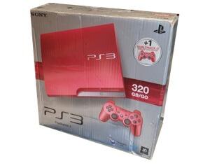 Playstation 3 320GB (500gb) slim (2 controller) (rød) m. kasse og manual