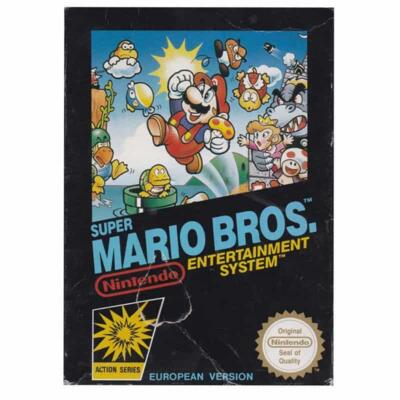 Super Mario Bros. 1 (eec/scn) m. kasse (slidt) og manual (NES)