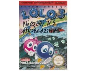 LOLO 3 (scn) m. kasse (meget slidt) og manual (slidt)  (NES)