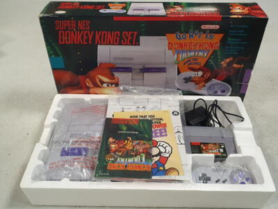 Super Nintendo incl 1 pads (US) m. kasse og manual (Donkey Kong Edition)