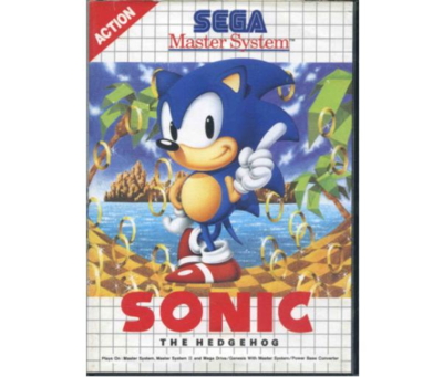 Sonic The Hedgehog (dårlig label) m. kasse (dårlig stand) (SMS)