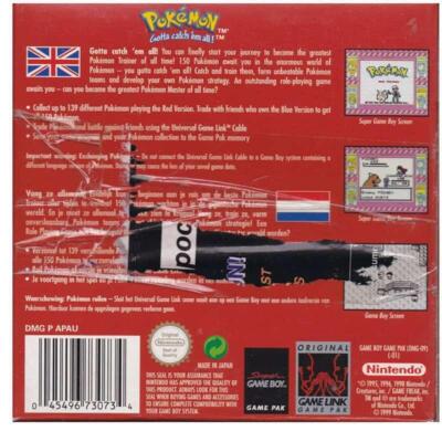 Pokemon Red m. kasse (skadet) og manual (GameBoy)