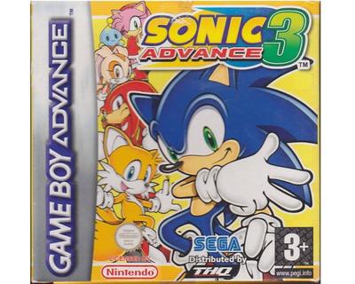 Sonic Advance 3 m. kasse (let trykket) og manual (GBA)