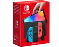 Nintendo Switch OLED m. rød/blå Joy-Con (brugt) m. kasse og manual